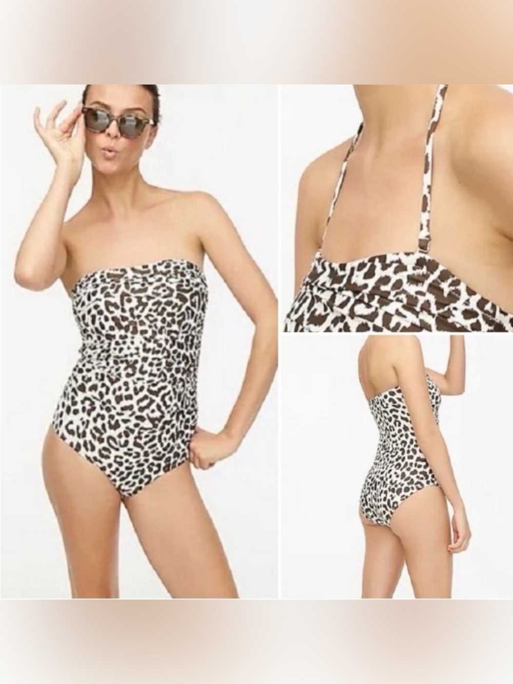 J. Crew Leopard Ruched One Piece Swimsuit NWT 2